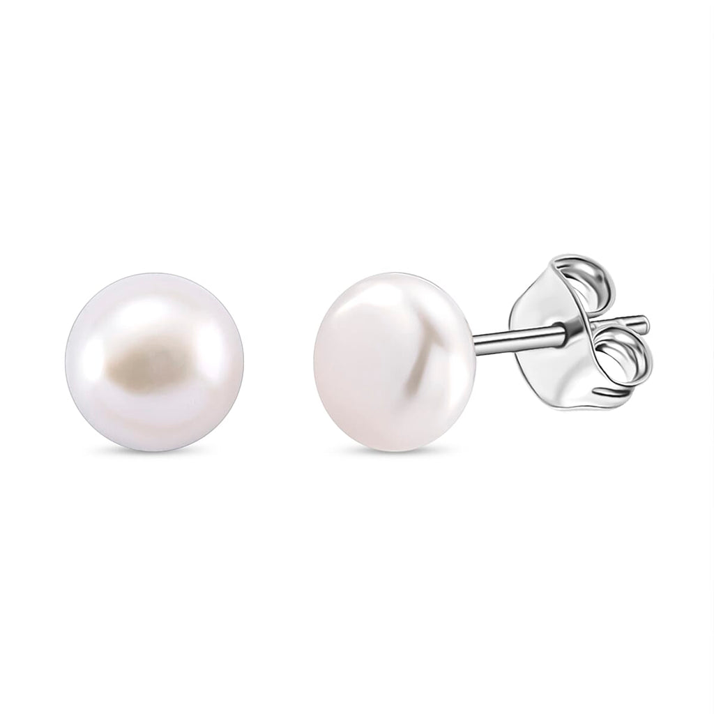 White Fresh Water Pearl Earrings with Push Backs
