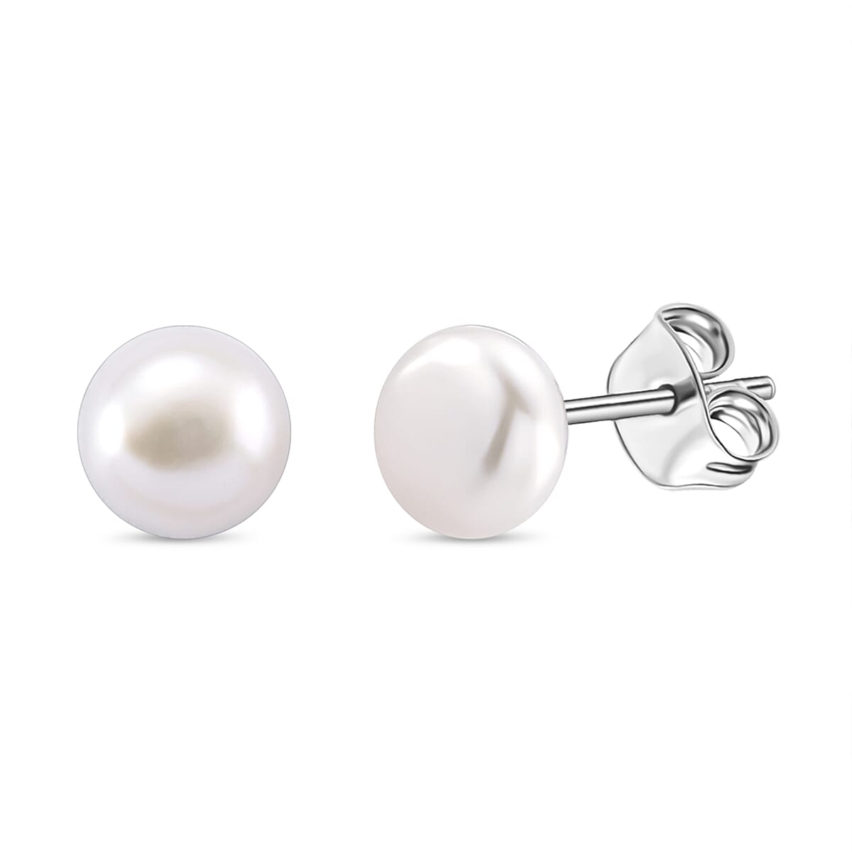 White Freshwater Pearl (7-8mm) Stud Earrings with Push Backs V32744681 0