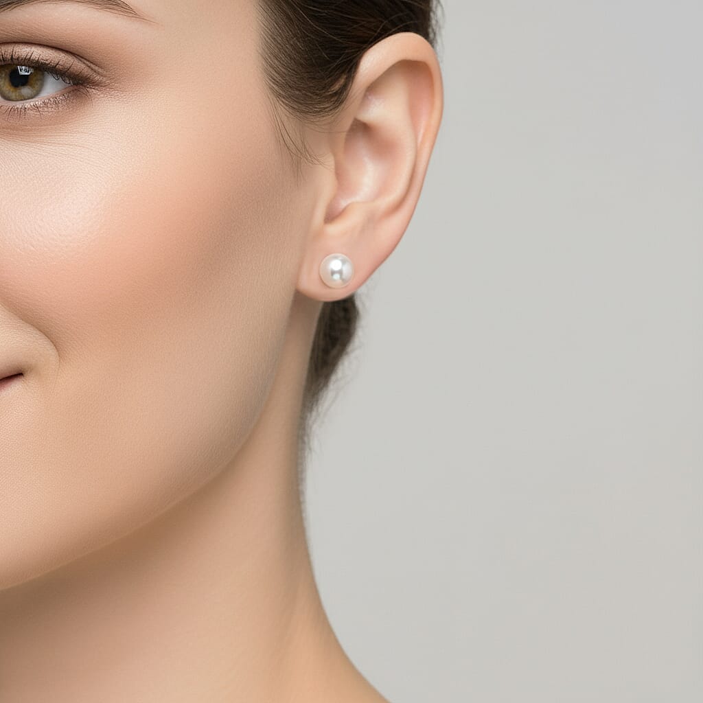 White Freshwater Pearl (7-8mm) Stud Earrings with Push Backs V32744681 2