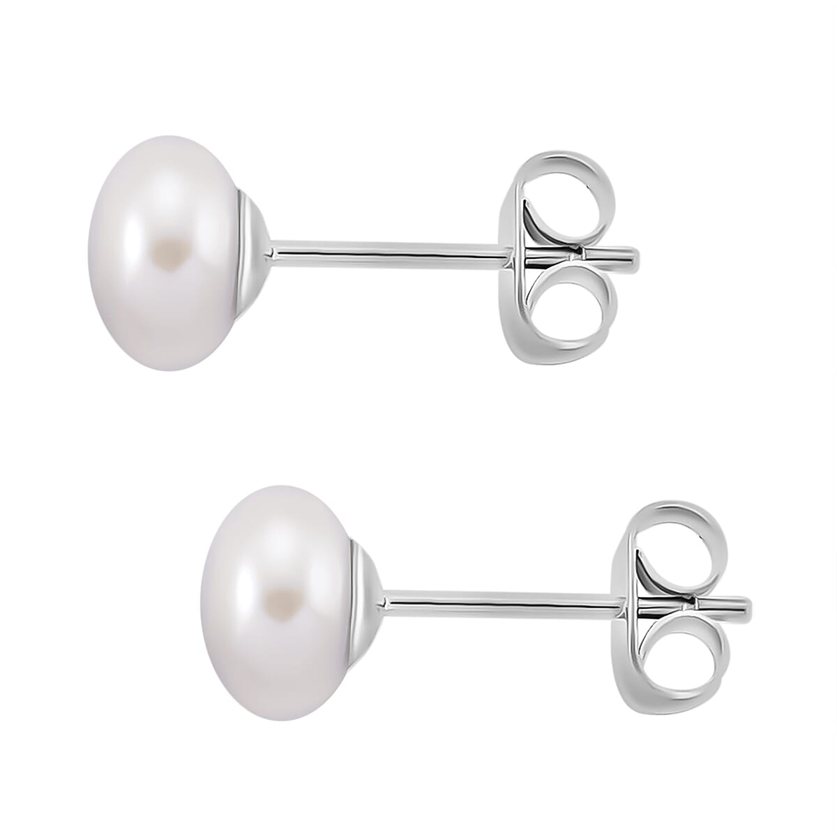 White Freshwater Pearl (7-8mm) Stud Earrings with Push Backs V32744681 3
