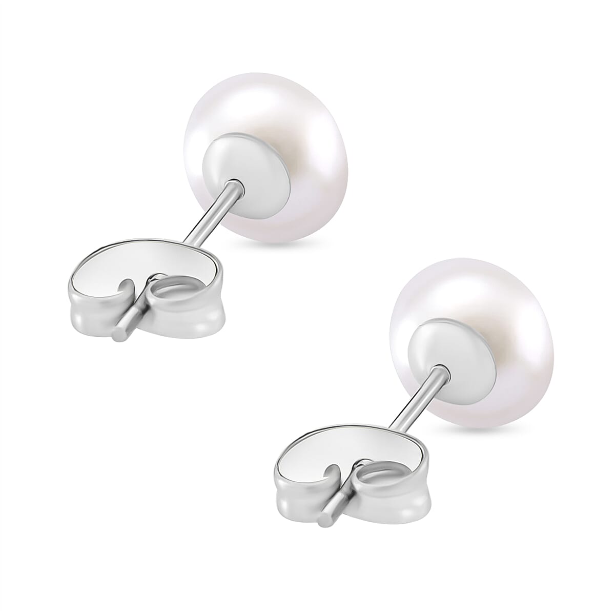 White Freshwater Pearl (7-8mm) Stud Earrings with Push Backs V32744681 4