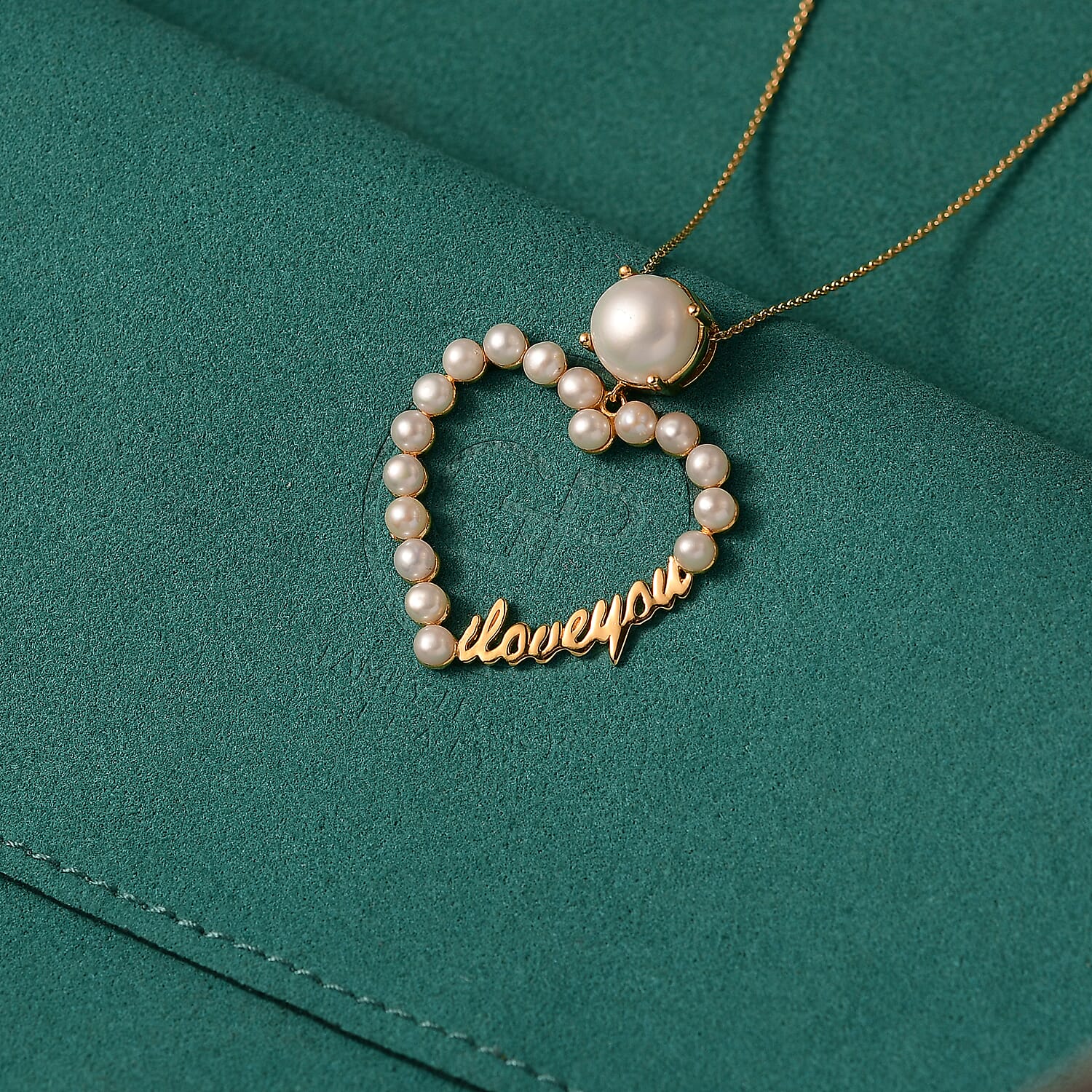 GP Amore Collection - White Freshwater Pearl Heart Pendant with Chain (Size 20) in 18K Vermeil Yellow Gold Sterling Silver 8.41 Ct. 4394513 4