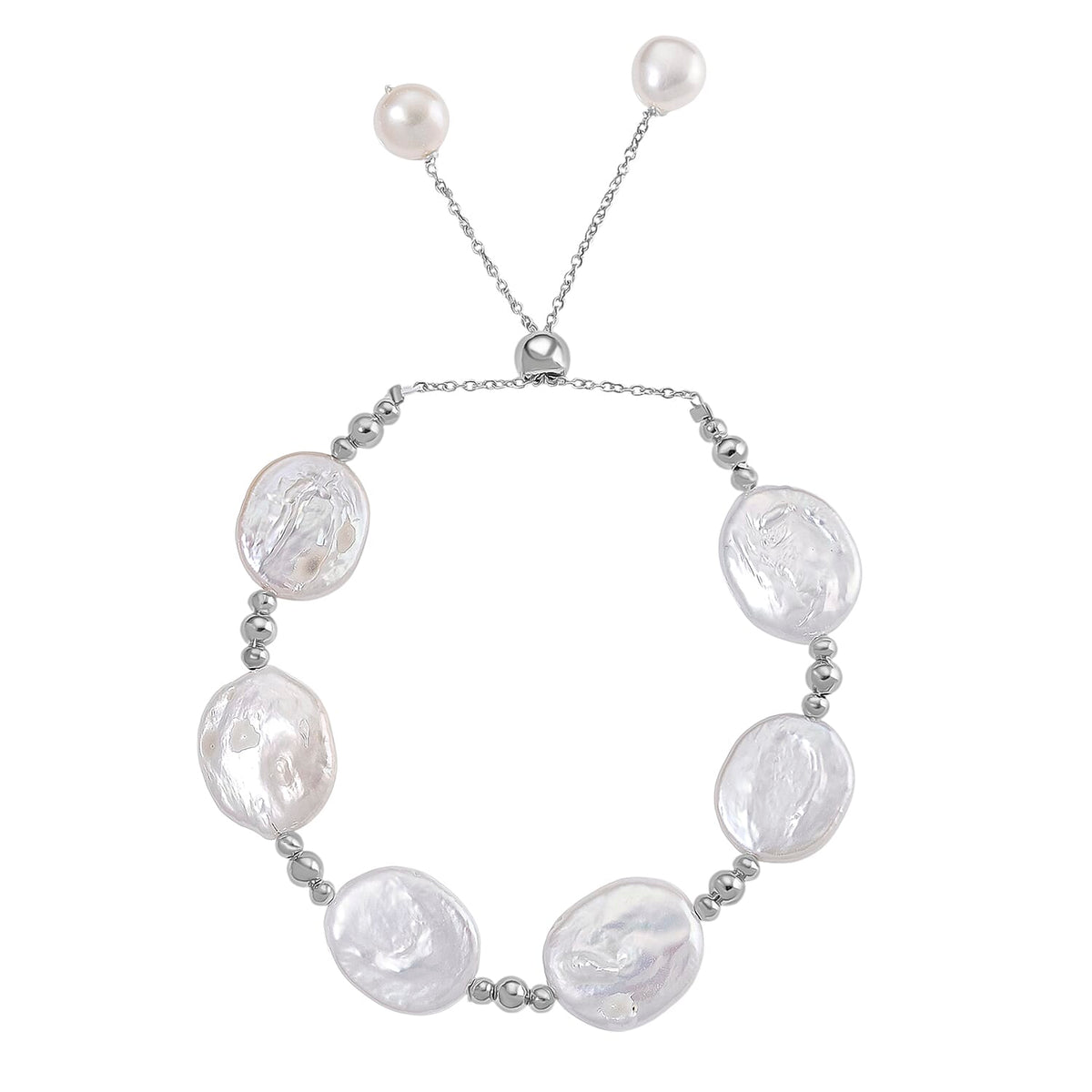 White Keshi Pearl Bolo Bracelet (Size 6-9 Adjustable) 8183217 0