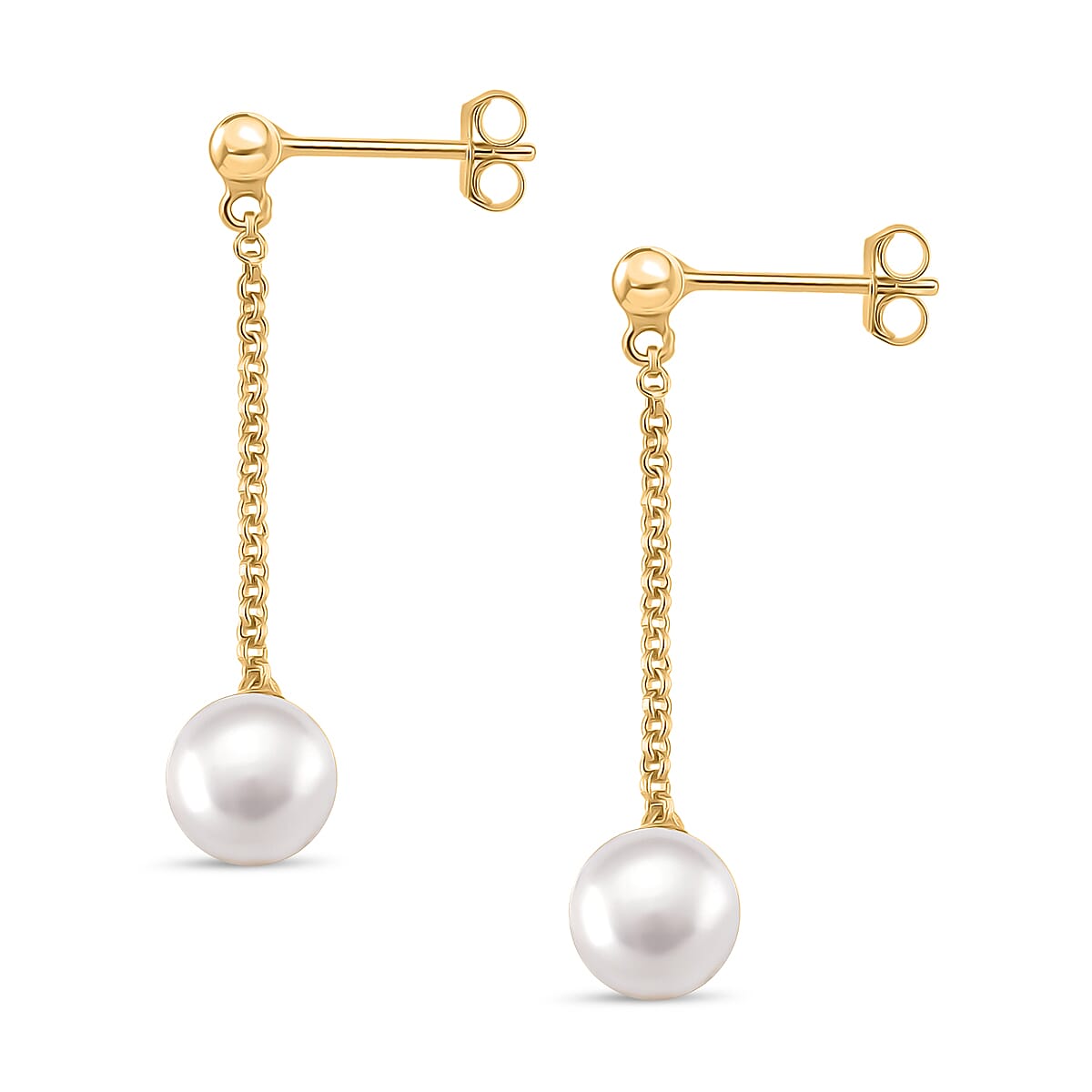 AAA White Fresh Water Pearl Earring with Push Back in Yellow Gold Plated Sterling Silver 8187680 3