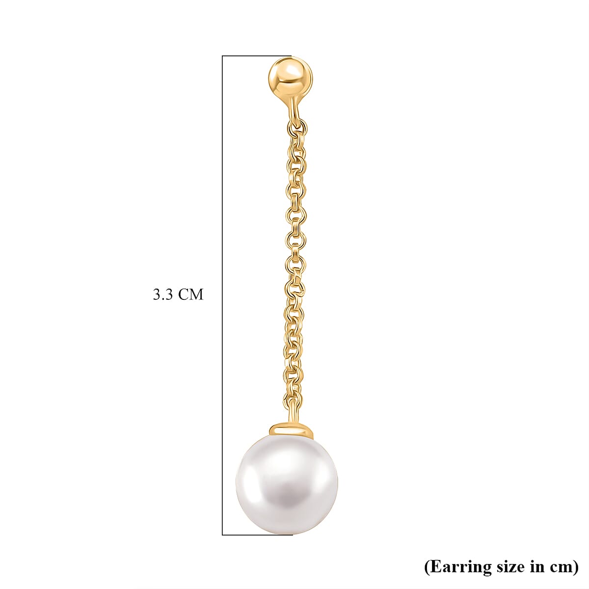 AAA White Fresh Water Pearl Earring with Push Back in Yellow Gold Plated Sterling Silver 8187680 4