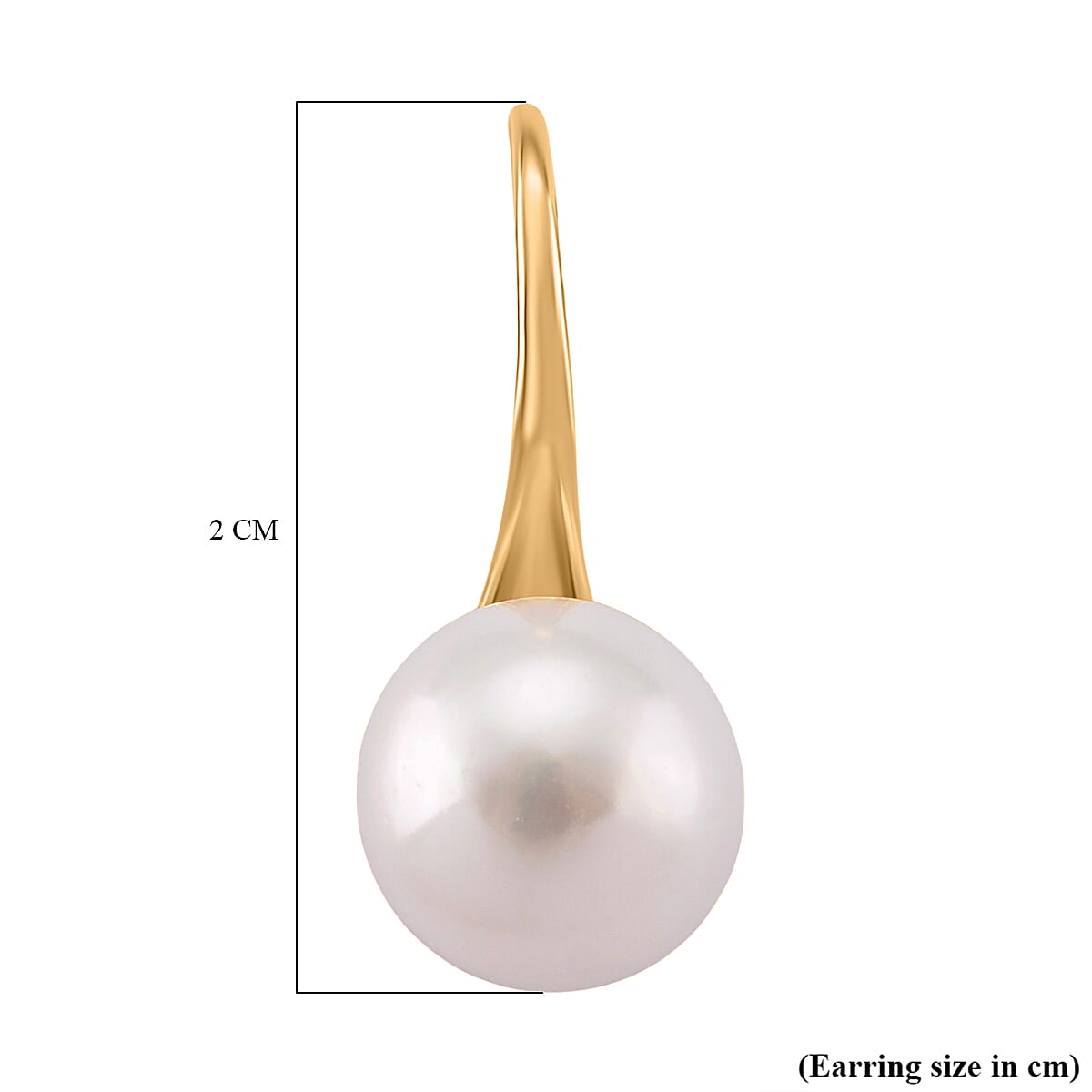White Fresh Water Pearl Earring with Hook in Yellow Gold Plated Sterling Silver 6.00 Ct. 8182021 4