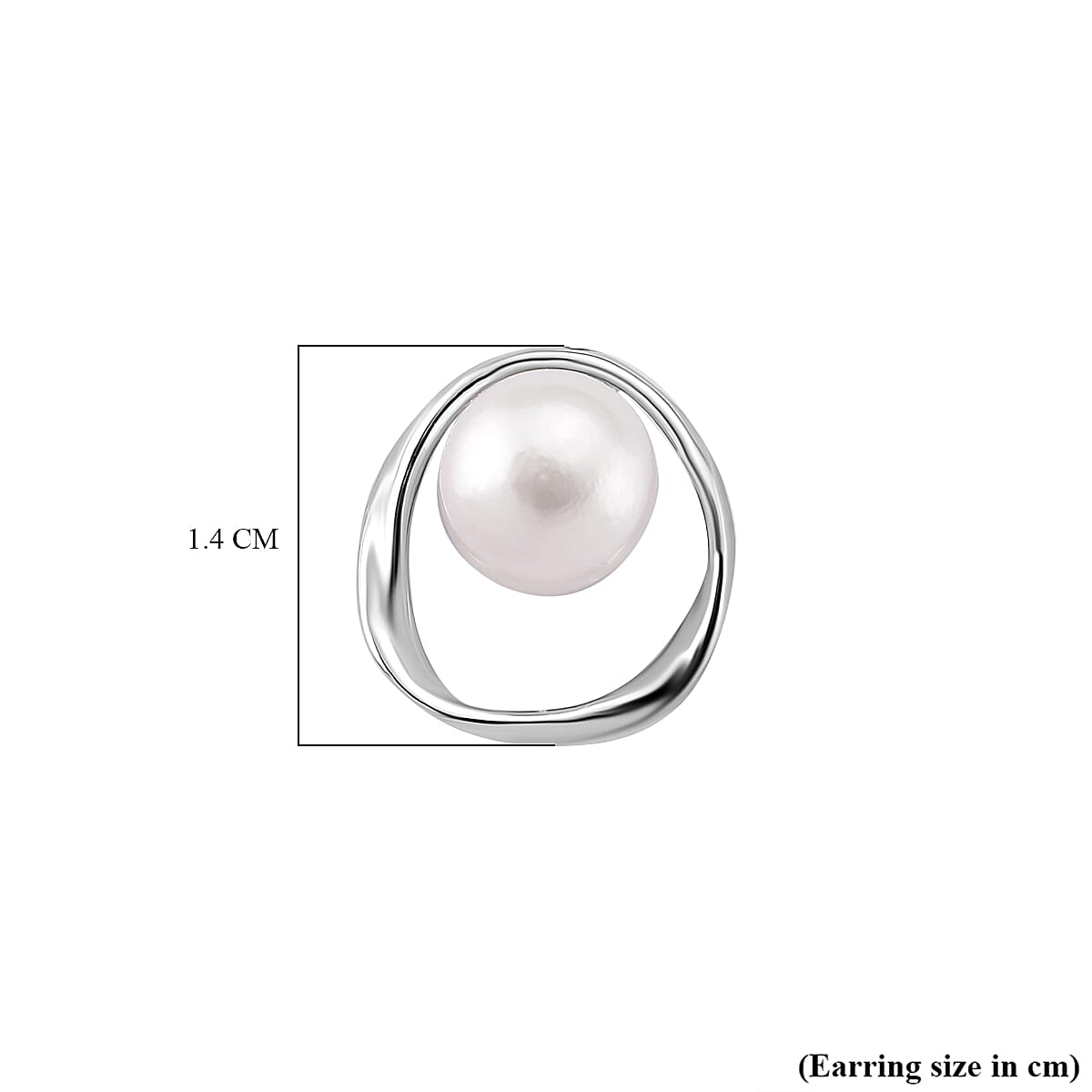 White Fresh Water Pearl Earring with Push Back in Rhodium Overlay Sterling Silver 5.50 Ct. 8181997 4