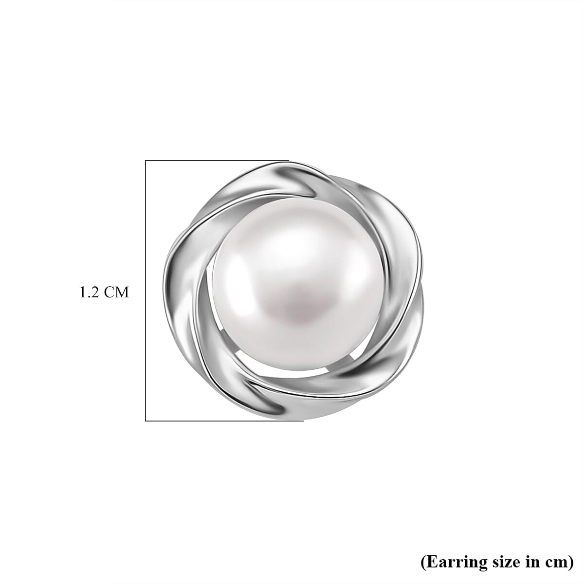 White Fresh Water Pearl Stud Earring with Push Back in Rhodium Overlay Sterling Silver 8.00 Ct. 8187673 6