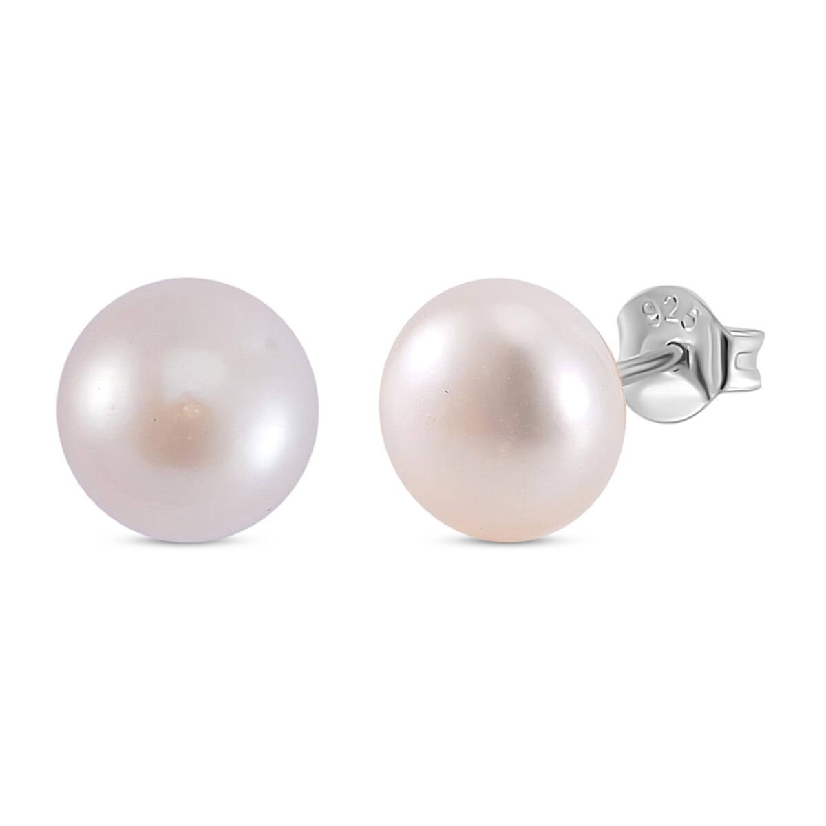 Close Out Deal- White Fresh Water Pearl Stud Push Back Earring in Rhodium Overlay Sterling Silver 7.70 Ct. 7804123 0