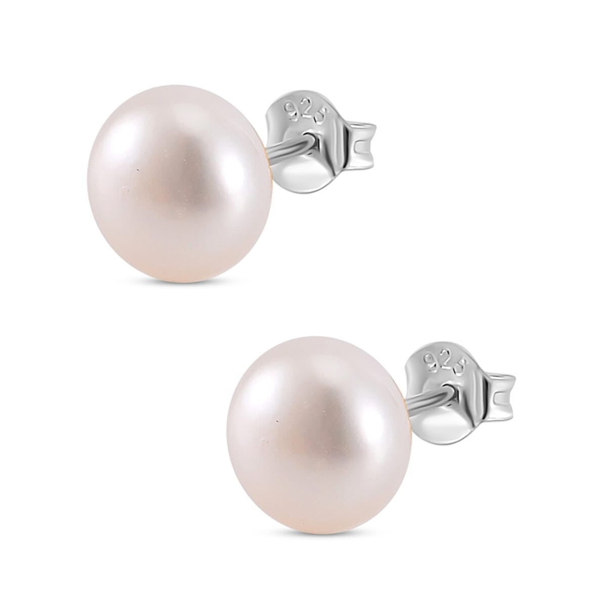 Close Out Deal- White Fresh Water Pearl Stud Push Back Earring in Rhodium Overlay Sterling Silver 7.70 Ct. 7804123 4