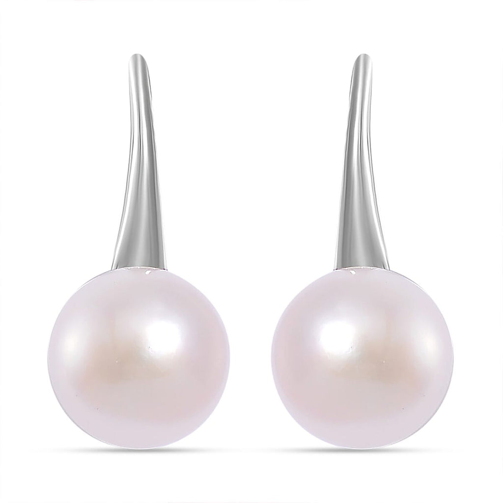 White Fresh Water Pearl Hook Earring in Silver Tone 6.00 Ct.
