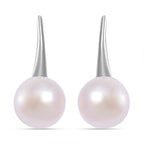White Fresh Water Pearl Hook Earring in Silver Tone 6.00 Ct.