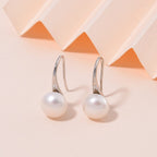 White Fresh Water Pearl Hook Earring in Silver Tone 6.00 Ct.