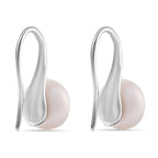 White Fresh Water Pearl Hook Earring in Silver Tone 6.00 Ct.