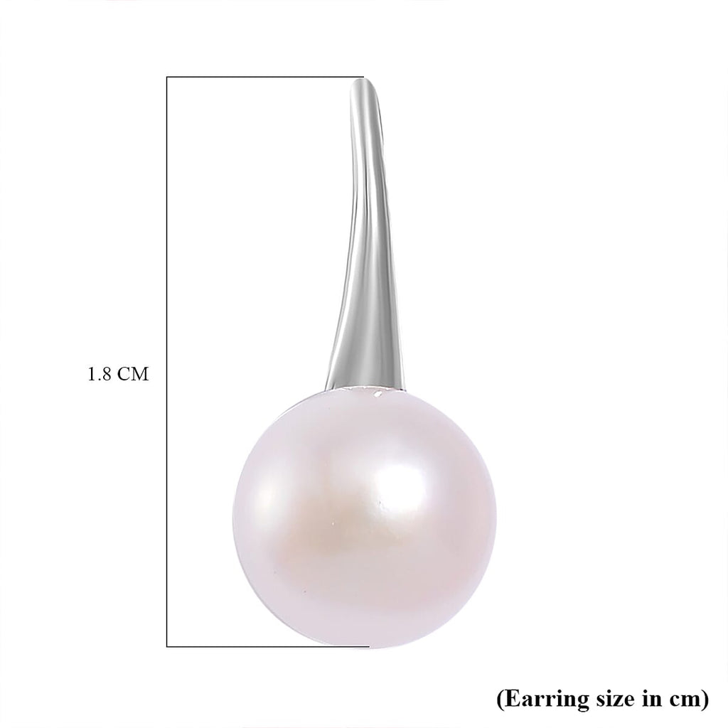 White Fresh Water Pearl Hook Earring in Silver Tone 6.00 Ct.