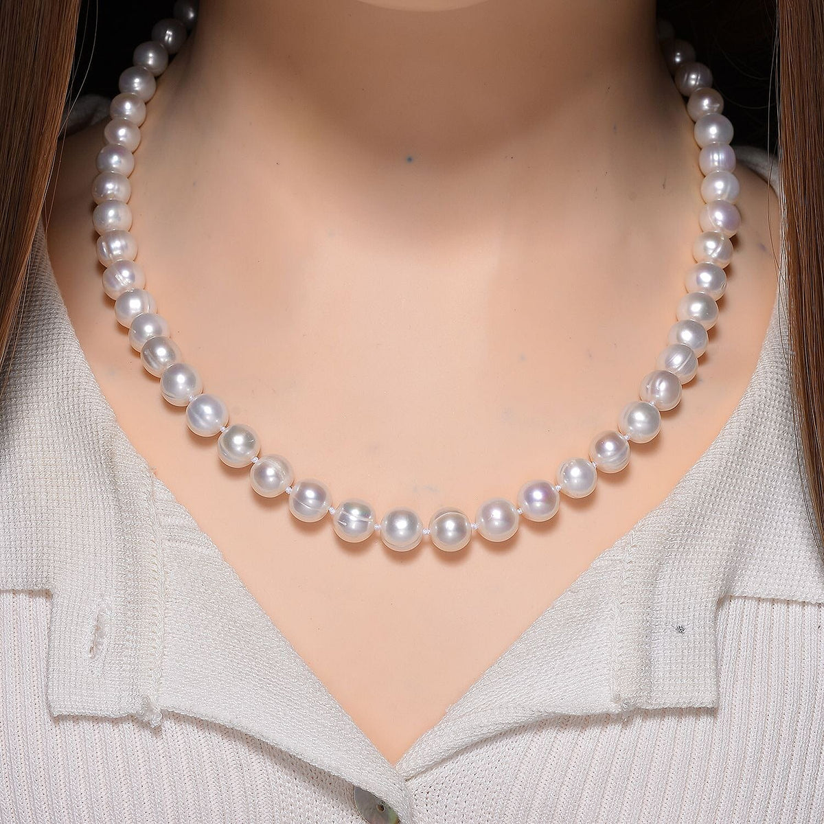 White Freshwater Pearl (8-9MM) Necklace (Size 18 - 2 Ext) with Lobster Clasp in Yellow Gold Plated Sterling Silver 225.00 Ct. 8217027 2