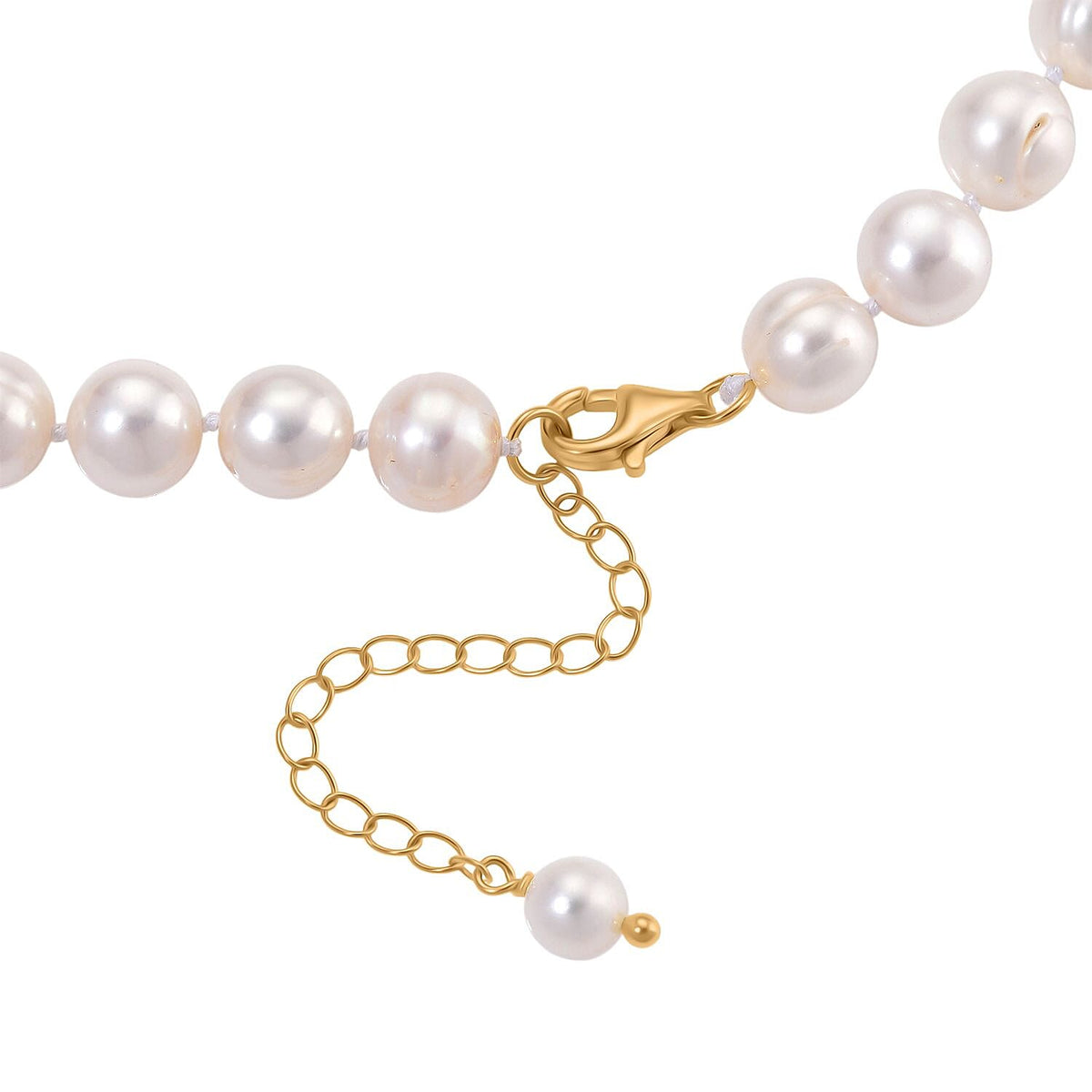 White Freshwater Pearl (8-9MM) Necklace (Size 18 - 2 Ext) with Lobster Clasp in Yellow Gold Plated Sterling Silver 225.00 Ct. 8217027 4
