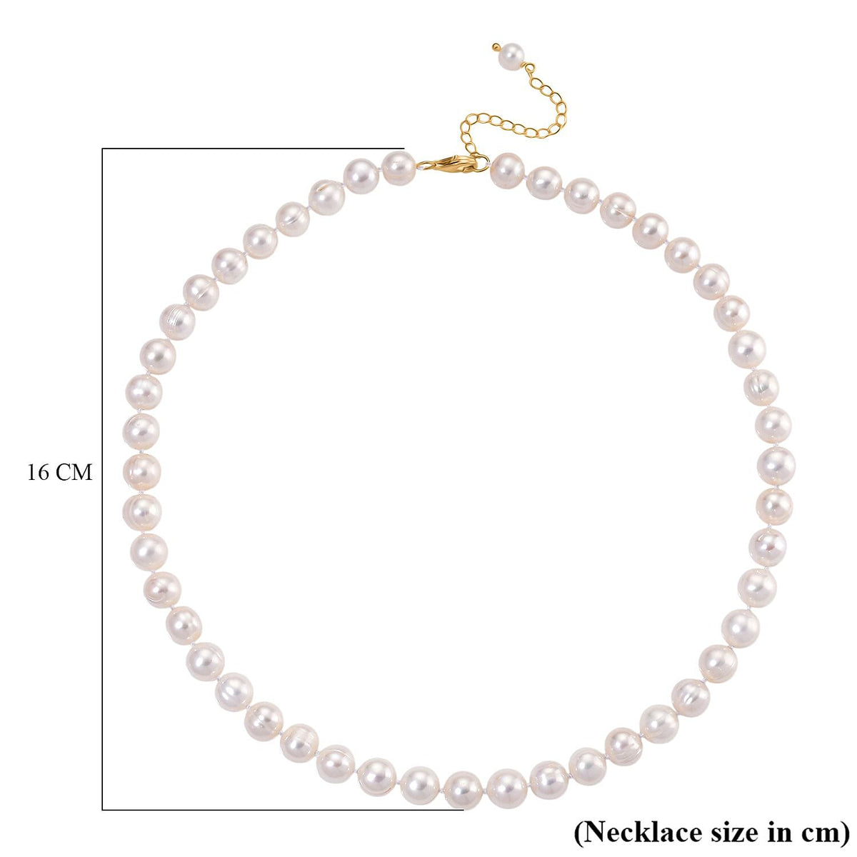 White Freshwater Pearl (8-9MM) Necklace (Size 18 - 2 Ext) with Lobster Clasp in Yellow Gold Plated Sterling Silver 225.00 Ct. 8217027 5