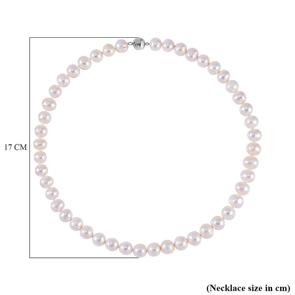 One Time Deal- Anhui Pearl Necklace (Size - 20) in Rhodium Overlay Sterling Silver.