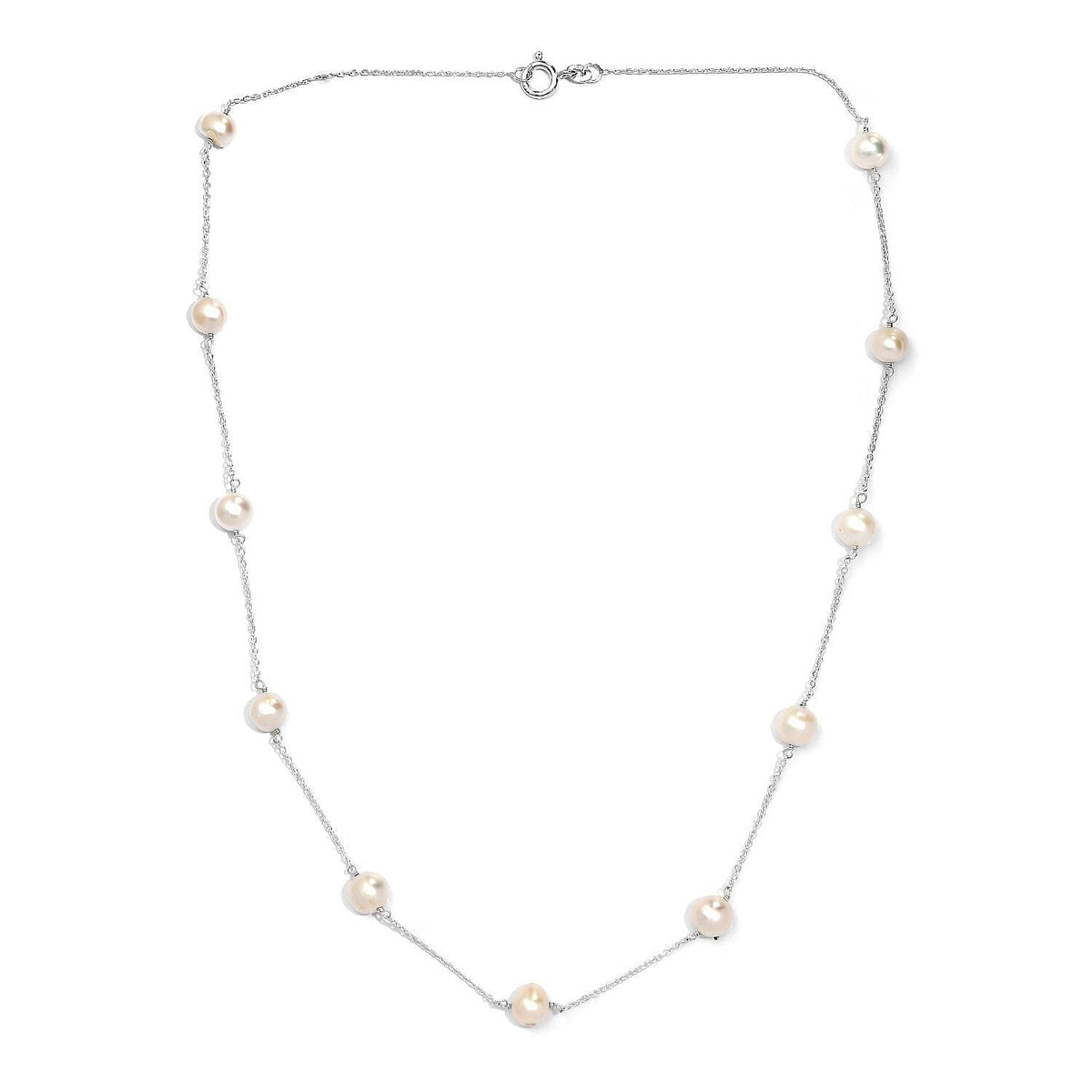 White Fresh Water Pearl Necklace (Size - 20) in Sterling Silver 7274106 0