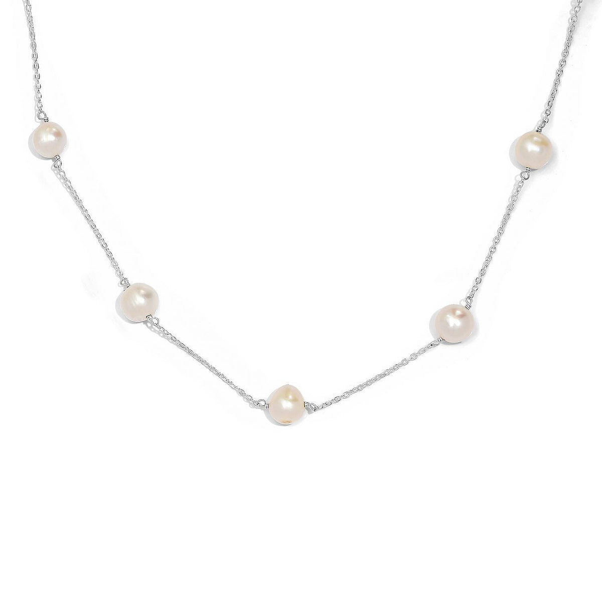 White Fresh Water Pearl Necklace (Size - 20) in Sterling Silver 7274106 3