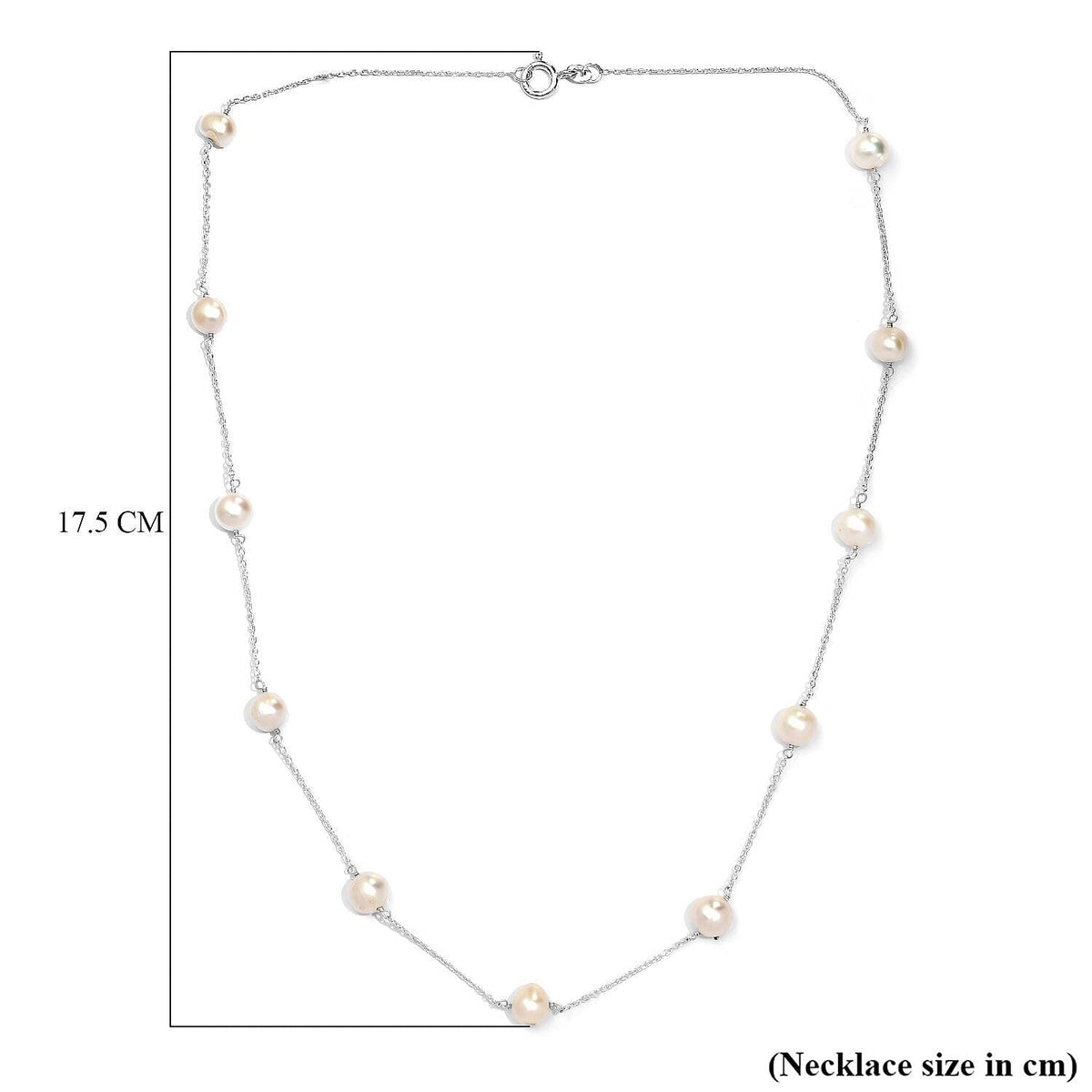 White Fresh Water Pearl Necklace (Size - 20) in Sterling Silver 7274106 5