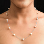 White Fresh Water Pearl Necklace (Size - 22) in Sterling Silver