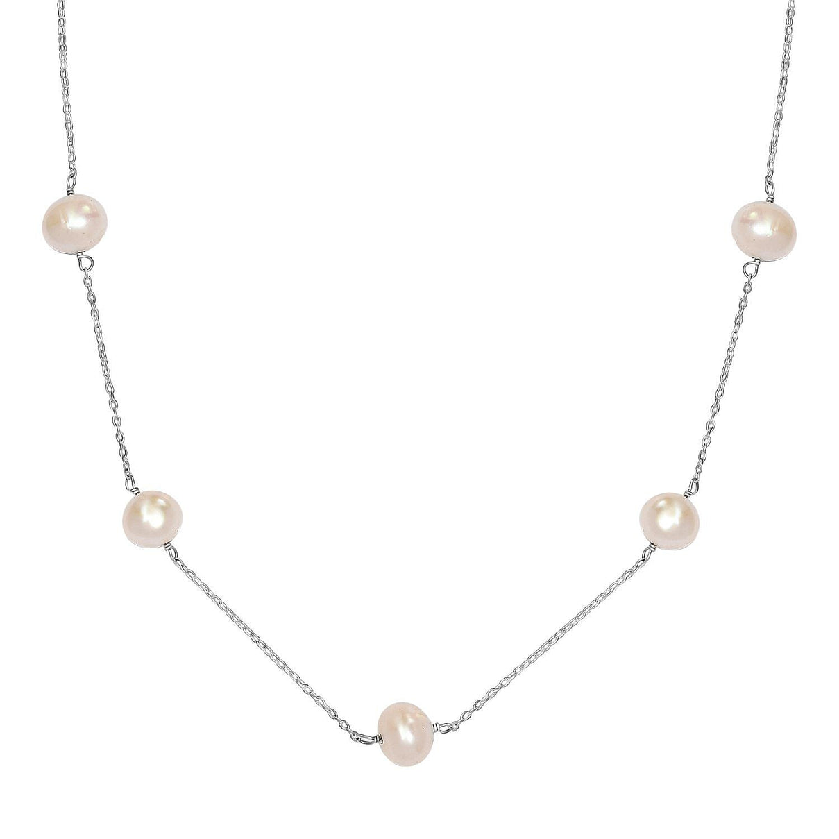 White Fresh Water Pearl Necklace (Size - 22) in Sterling Silver 7274220 3