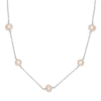White Fresh Water Pearl Necklace (Size - 22) in Sterling Silver