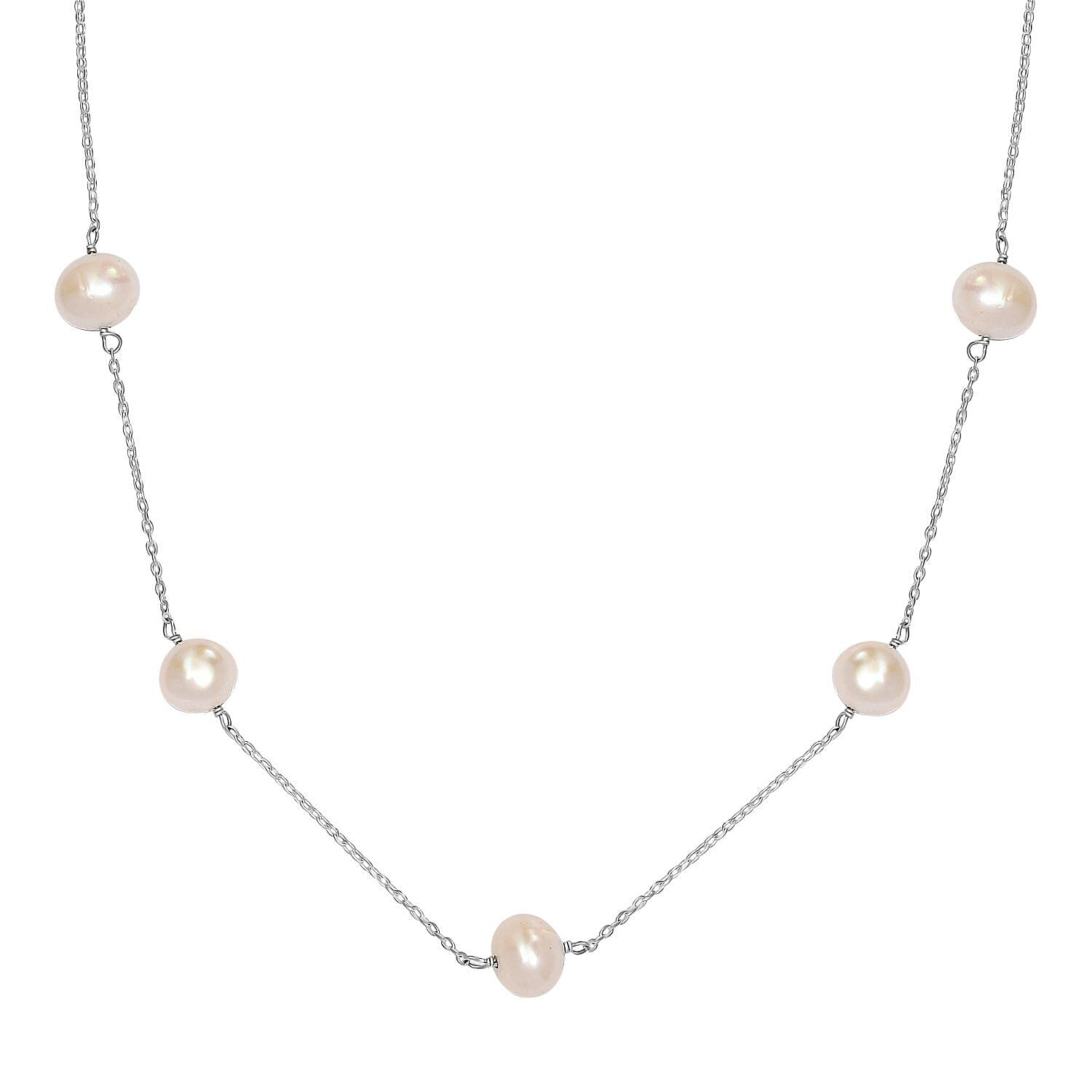 White Fresh Water Pearl Necklace (Size - 22) in Sterling Silver 7274220 3