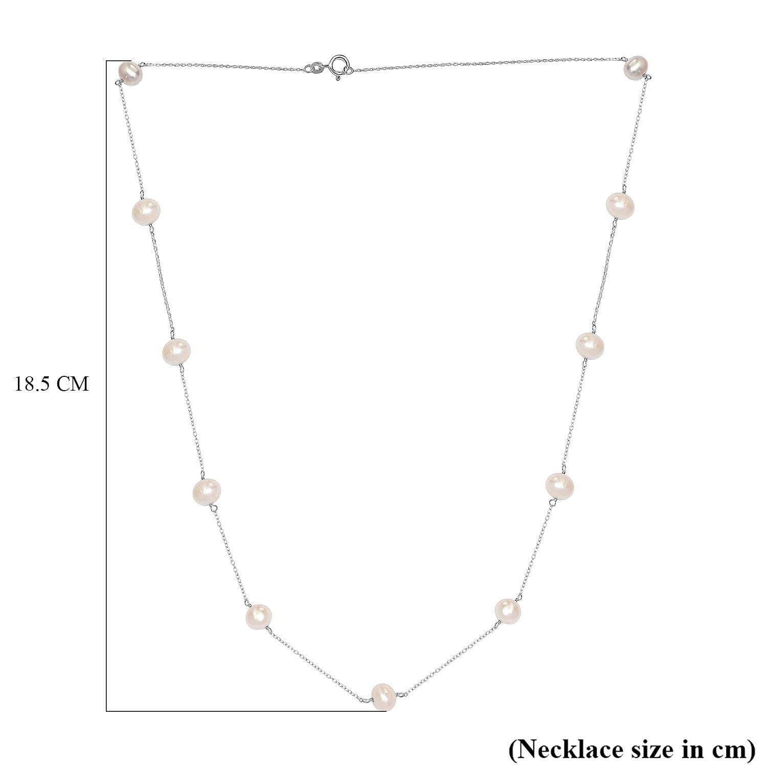 White Fresh Water Pearl Necklace (Size - 22) in Sterling Silver 7274220 5