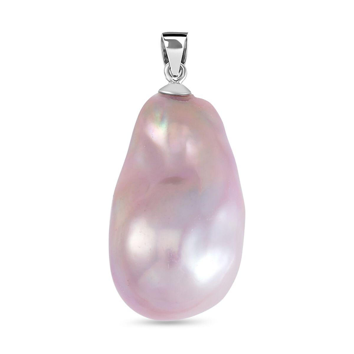Multi Colour Barqoque Pearl Pendant in Rhodium Overlay Sterling Silver 7628742 0