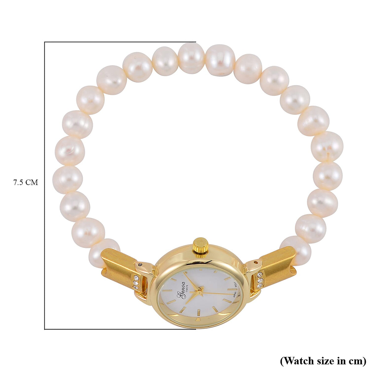 GENOA TIME V2 Miyota 2035 Japan Movt. Gold Plated With White Freshwater Pearl Strap 7715052 5