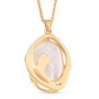 White Fresh Water Pearl & White Cubic Zirconia Pendant with Chain (Size 18-2 EXT)