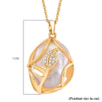 White Fresh Water Pearl & White Cubic Zirconia Pendant with Chain (Size 18-2 EXT)