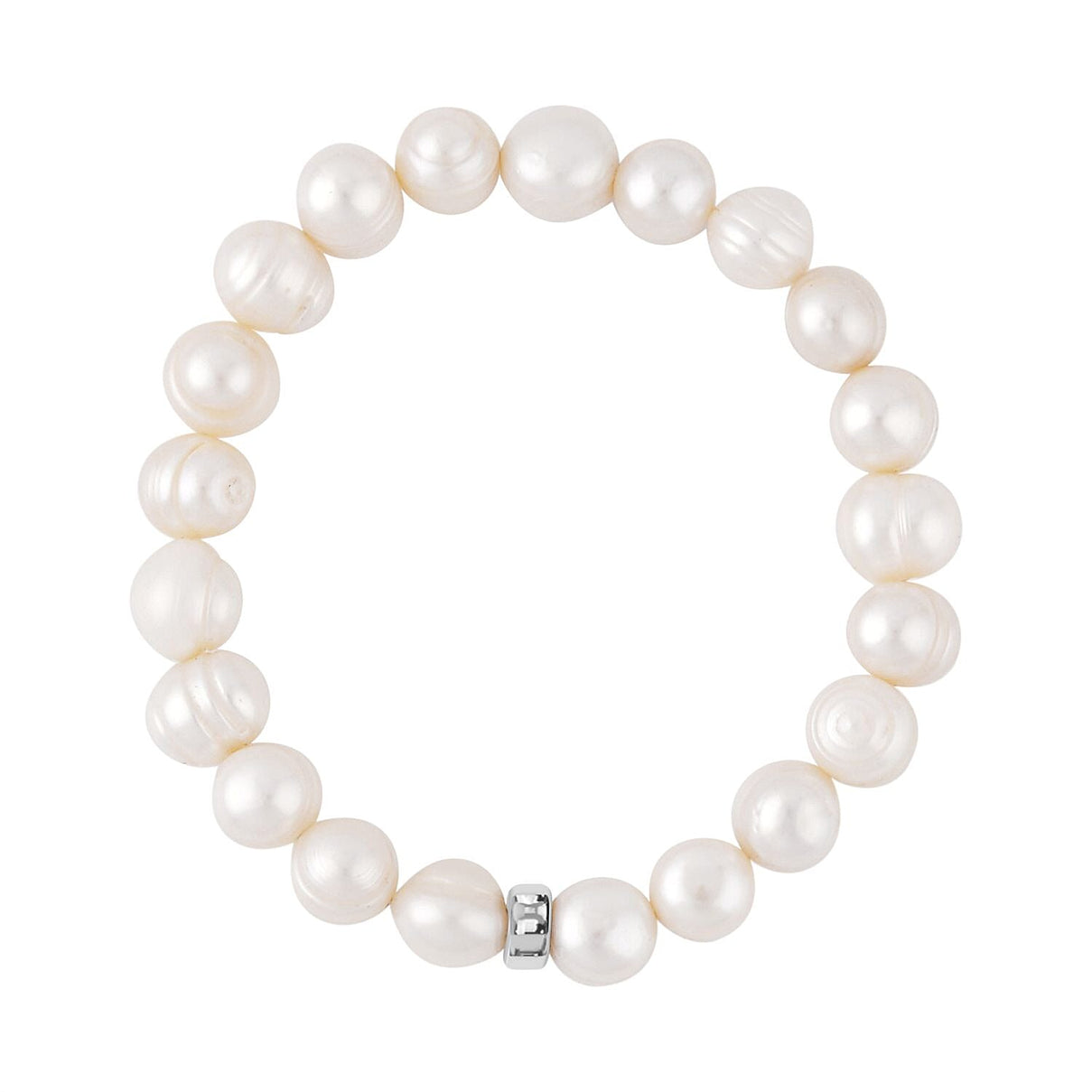 White Freshwater Pearl Stretchable Bracelet Size 7 in Sterling Silver 6339651 0