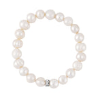 White Freshwater Pearl Stretchable Bracelet (Size 7) in Sterling Silver