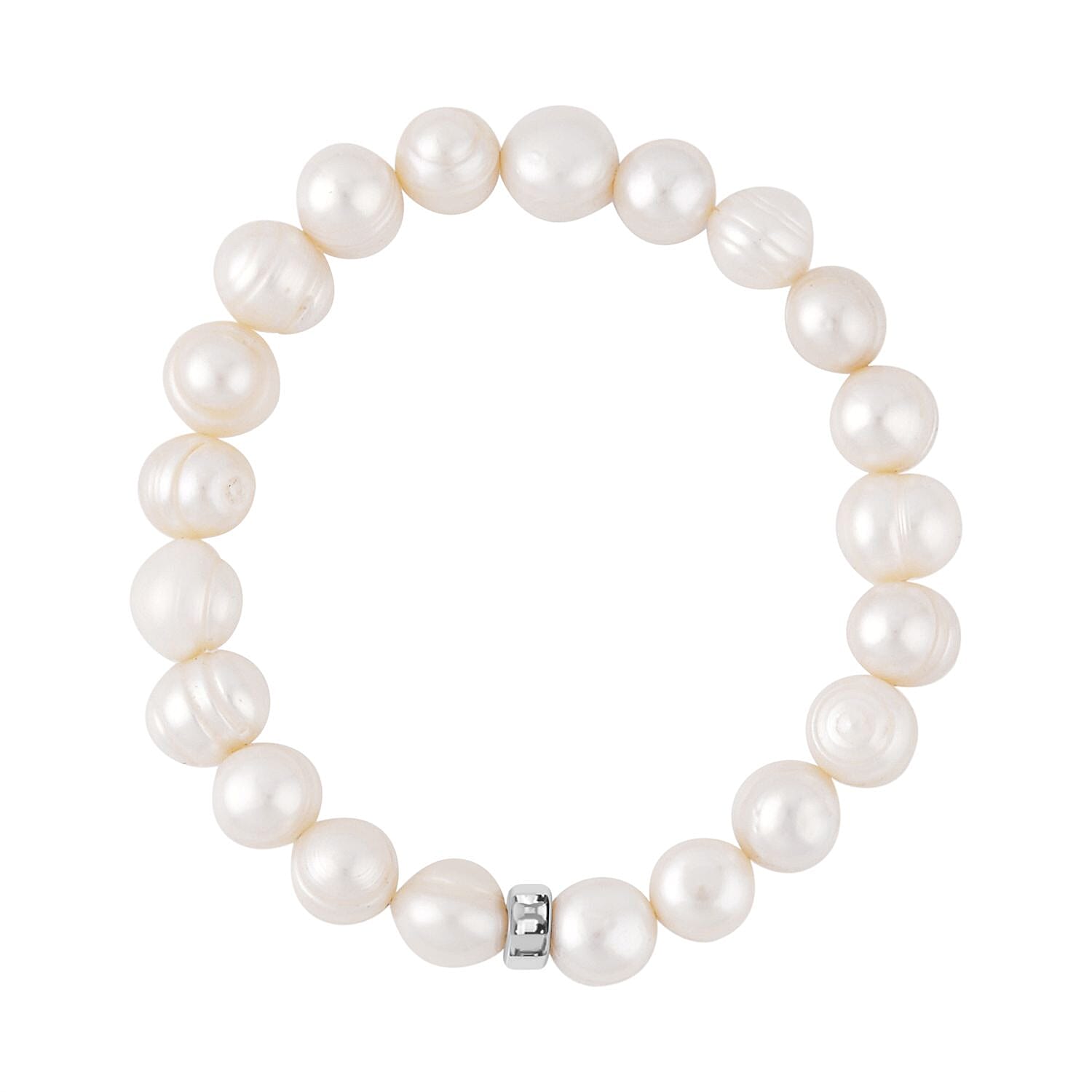 White Freshwater Pearl Stretchable Bracelet Size 7 in Sterling Silver 6339651 0