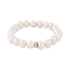 White Freshwater Pearl Stretchable Bracelet (Size 7) in Sterling Silver