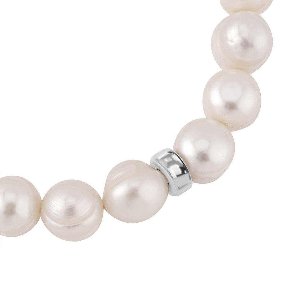 White Freshwater Pearl Stretchable Bracelet (Size 7) in Sterling Silver