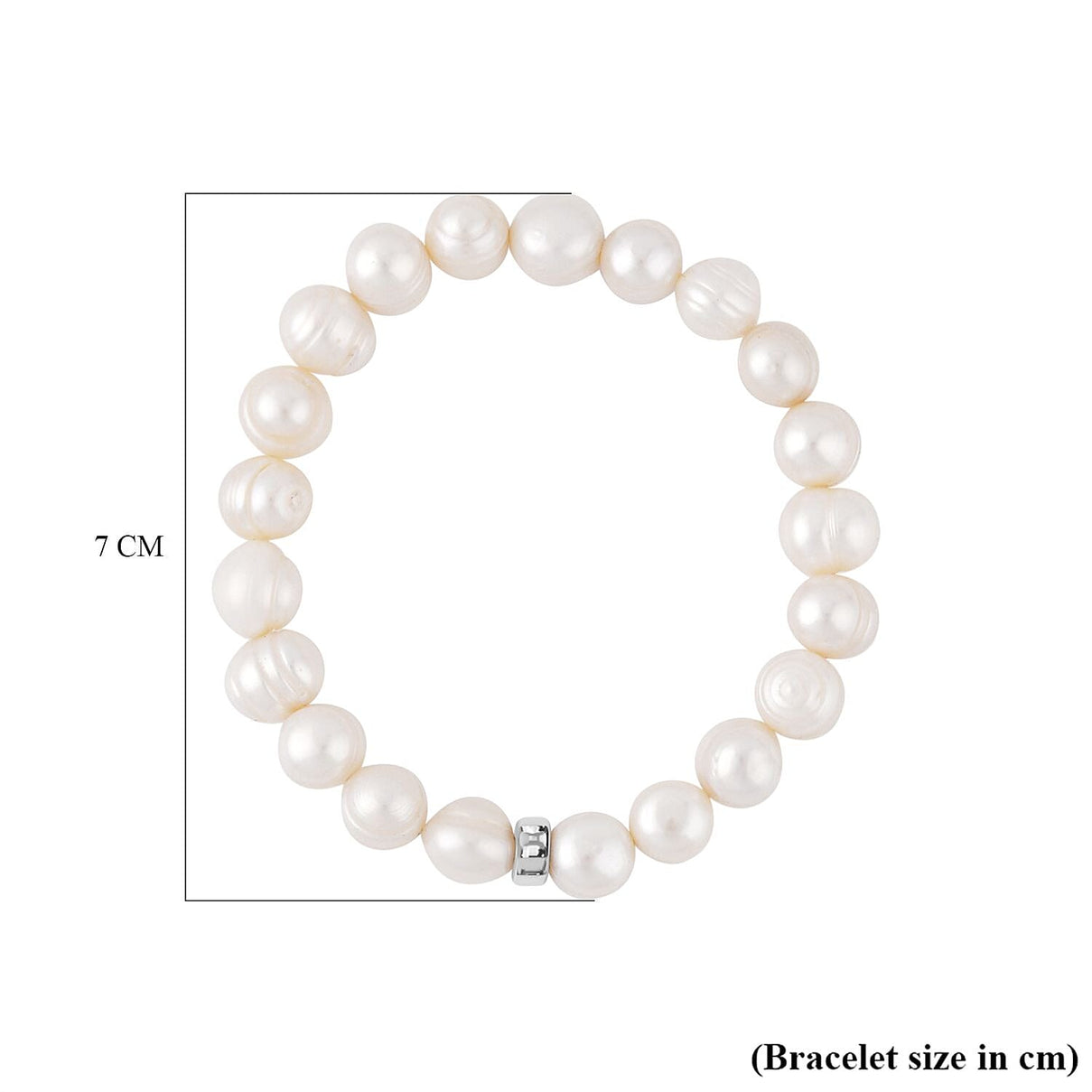 White Freshwater Pearl Stretchable Bracelet Size 7 in Sterling Silver 6339651 5