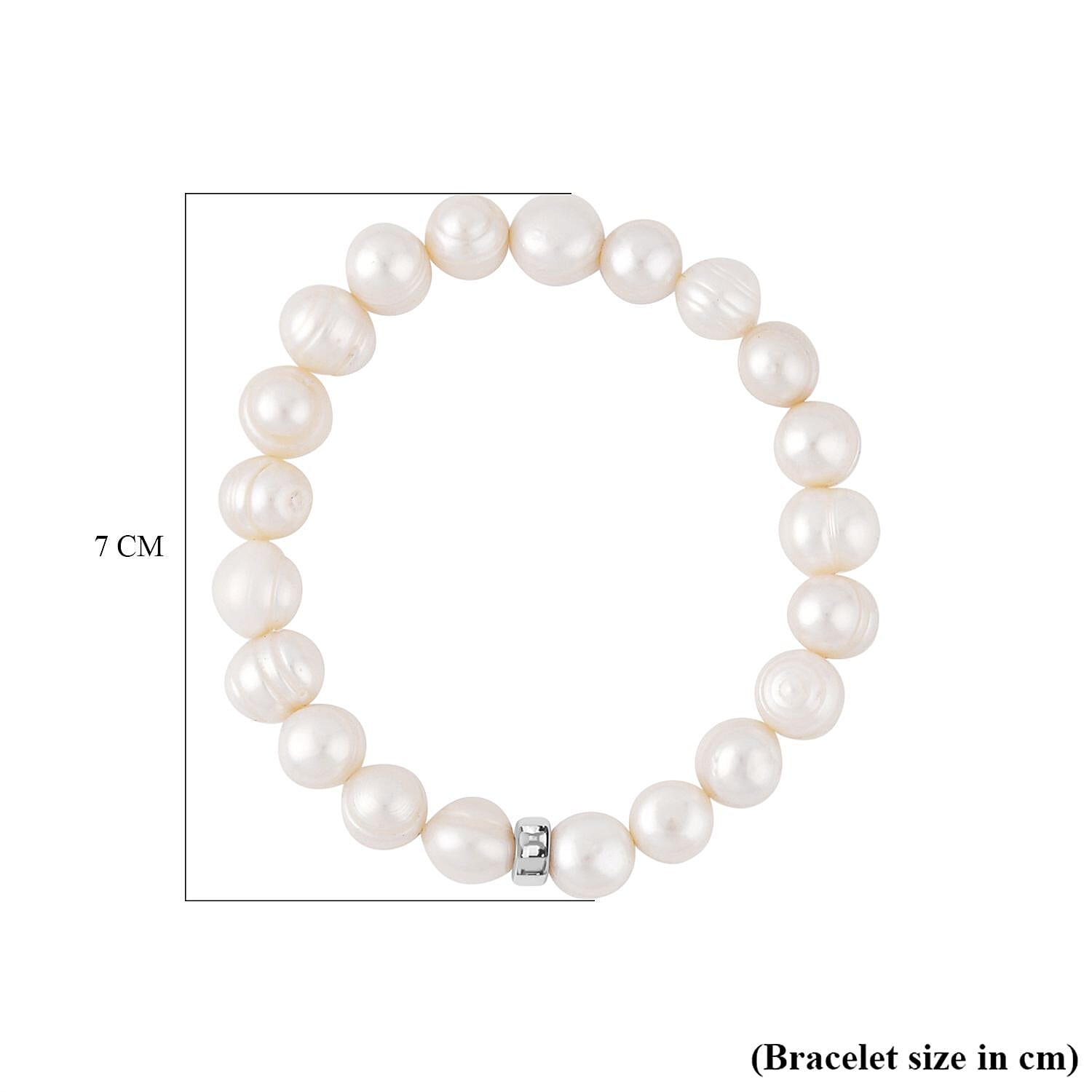 White Freshwater Pearl Stretchable Bracelet Size 7 in Sterling Silver 6339651 5