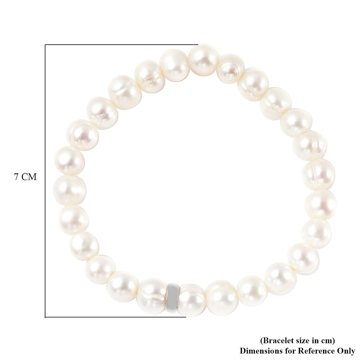 White Freshwater Pearl Stretchable Bracelet Size 7 in Sterling Silver 6339651 6