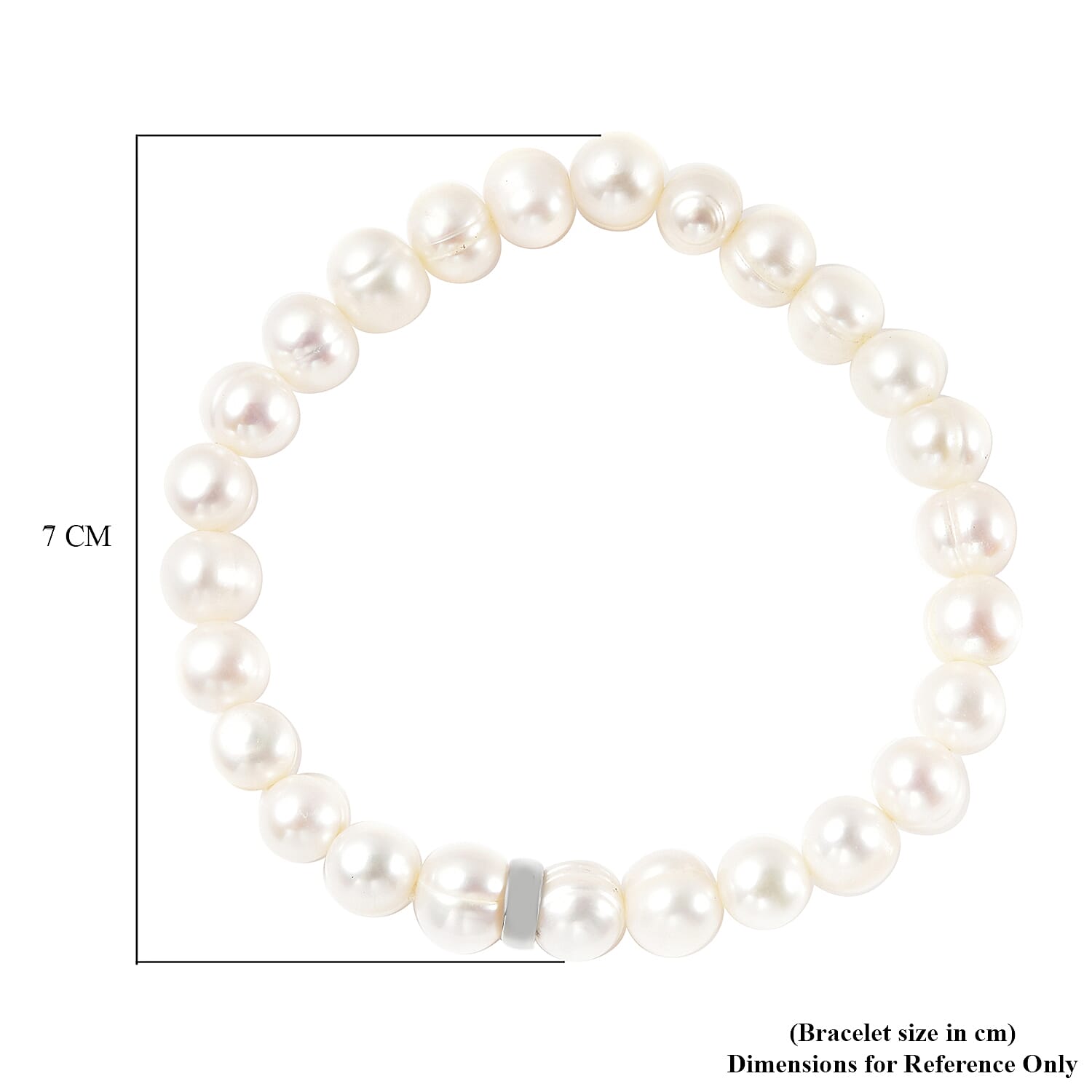 White Freshwater Pearl Stretchable Bracelet Size 7 in Sterling Silver 6339651 6