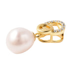 White Freshwater Pearl and Simulated Diamond Pendant in Yellow Gold Overlay Sterling Silver