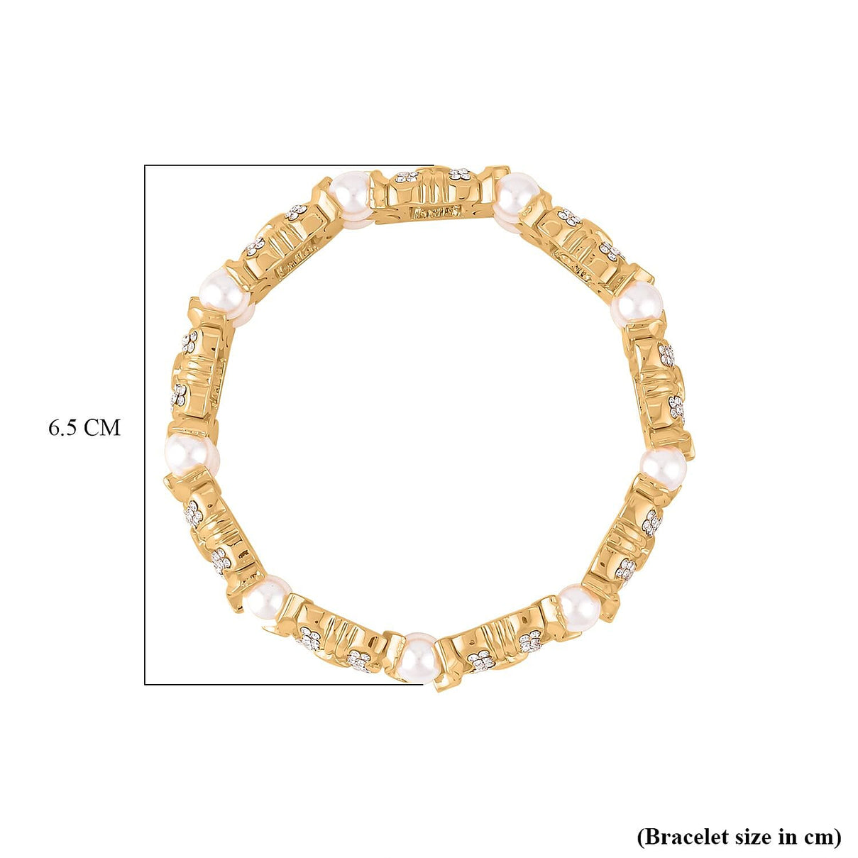 Close Out Deal- Designer Simulated Diamond &amp; White Austrian Crystal Stretchable Bracelet (Size 6.5-7) in Yellow Gold Tone 7278205 3
