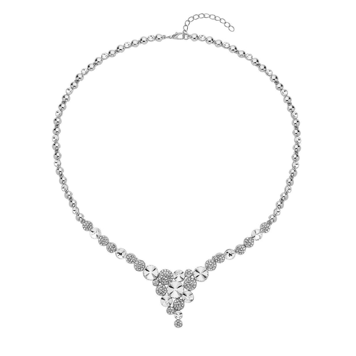 White Glass ,White Crystal Necklace (Size - 20 With 2 Inch Extender) in White Silver Tone. 7265683 0