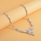 Simulated Diamond and White Austrian Crystal Necklace (Size - 20-2 Inch Ext.) in Silver Tone