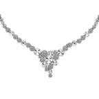 Simulated Diamond and White Austrian Crystal Necklace (Size - 20-2 Inch Ext.) in Silver Tone