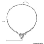 Simulated Diamond and White Austrian Crystal Necklace (Size - 20-2 Inch Ext.) in Silver Tone